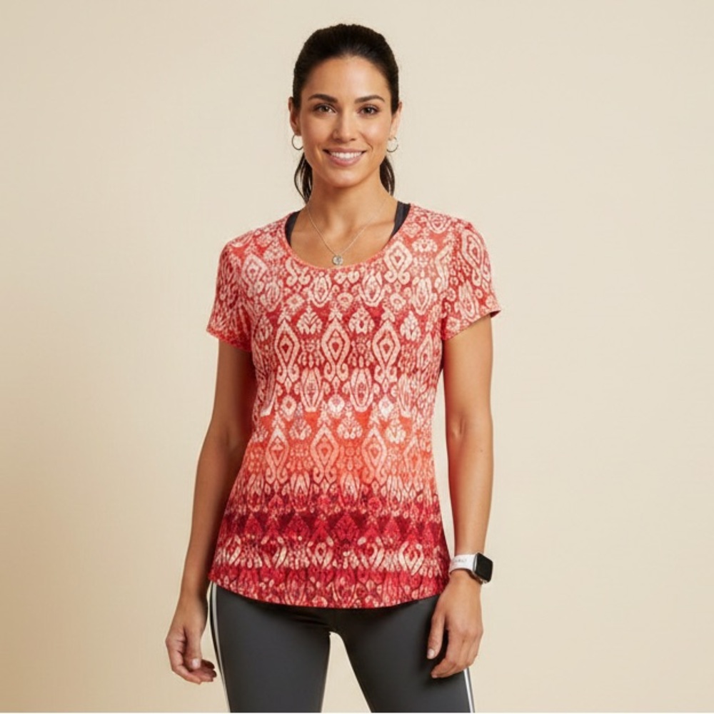 Title Nine Matahari Tee Red Fitted Short Sleeve‎ T-Shirt